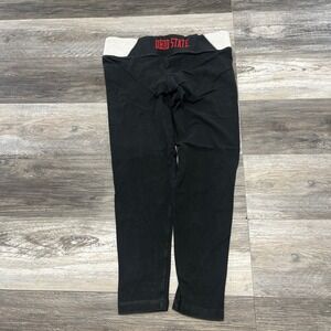 PINK Victorias Secret Black & Red OSU Ohio State‎ Womens L Bedazzled Yoga Pants